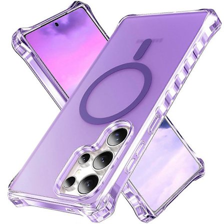 Kompatibel med Samsung Kompatibel med Galaxy S25 Ultra Cover Kompatibel med MagSafe Lille Bølget Kant PC+TPU Telefon Cover - Sort