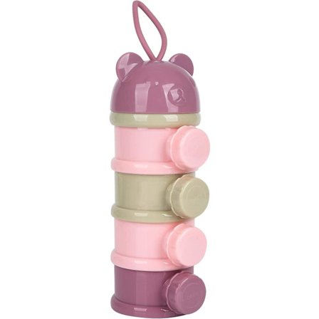 (Rosa) Baby mjölkpulver, Bärbar mjölkpulverdispenser med 4 fack, Baby mjölkpulverdispenser, Snackförvaringsbehållare