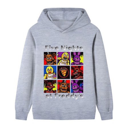 FNAF Lasten Poikien Pitkähihainen Huppari, Sarjakuvapainatuksella - Harmaa - 160cm