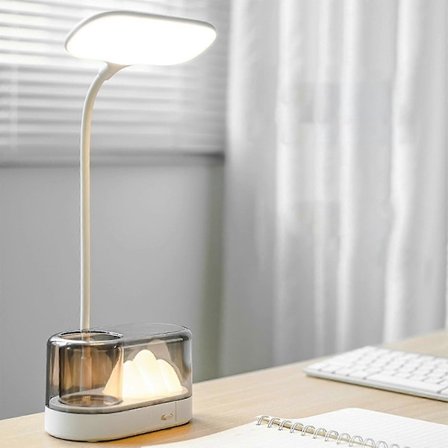 2-i-1 Skrivebordslampe, Skrivebordslampe med fleksibel arm, 3 farvetilstande Dæmpbar skrivebordslampe til hjemmekontor Arbejdsbord Læsning Sengelamper