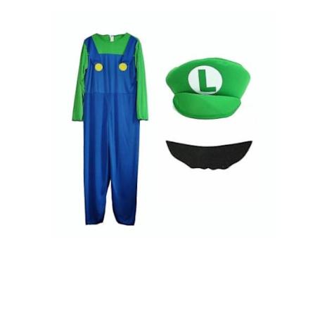 Barn Super Mario Luigi Bros Cosplay Fancy Dress Outfit Kostume Rød grøn y green M 105-120cm