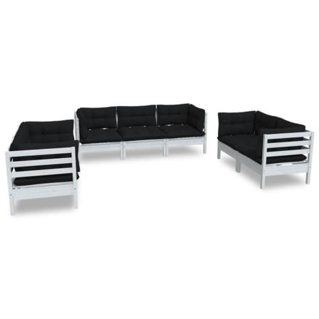 Vidaxl Loungegrupp Med Dynor 7 Delar Massiv Furu Vit