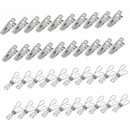 40-pakke metallklyper for hengende tepper, klesklyper for å tørke klær, klemmer for kleshengere, klemmer for oppheng