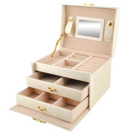 Stort smyckeskrin i flera nivåer - Beige Beige