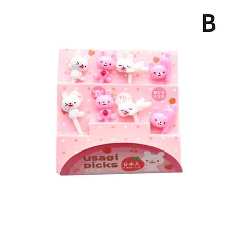 6 stk tegneserie Lucky Cat Hund Form Frukt Gaffel Picks Sett Dessert