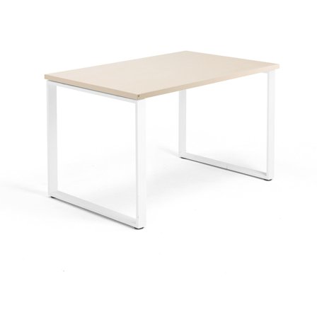 Schreibtisch QBUS, O-Gestell, 1200 x 800 mm, weiß/Birke