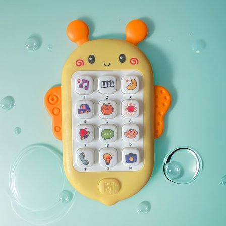 Musikaliskt Biet Leksakstelefon, Tidig Inlärningsenhet - Batteri Ingår Ej, Inbyggda Ljus och Sånger, Barntelefon, Idealisk Interaktiv Gåva för Barn a.