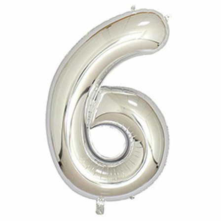 Stor siffer ballong i sølv for bursdagsfest 102cm - 6
