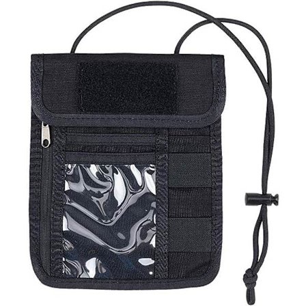 Reisehalslomme med RFID-blokkering for pass, ID-kort og organisering med nakkestropp (svart)