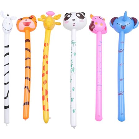 6 stk. oppustelige dyrepinde Zoo dyr Jungle dyr oppustelige sjove oppustelige dyreballoner pædagogisk legetøj fødselsdagsfest dekoration gaver