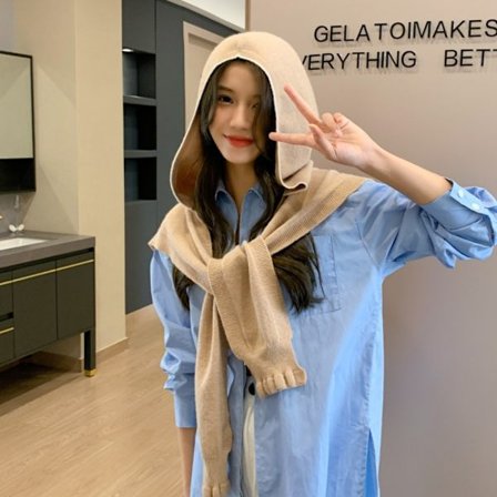 Strikket hettesjal Cape Knotted Skjerf KAFFE