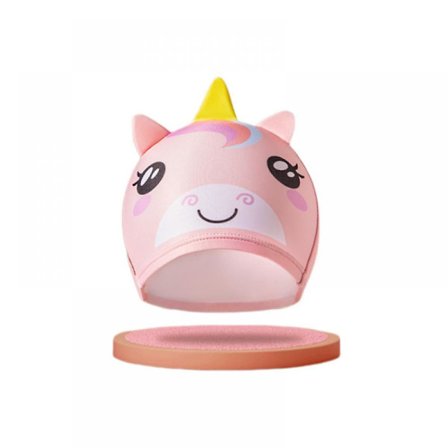 Svømmehette Barn - Morsomme Silikon Svømmehetter for Jenter og Gutter, Barne Svømmehuer med Tegneserie Hai & Småfisk Design (Oransje Enhjørning)