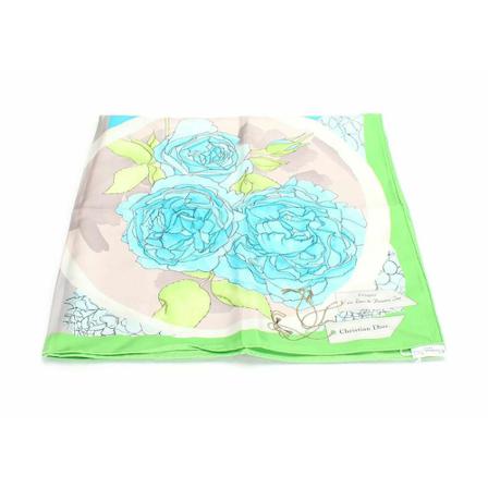 Dior Vintage, Pre-owned Floral Print Scarf Groen, Dames, Maat:ONE Size,Katoen,multicolor