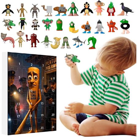 Generisk Tung Tung Tung Sahur Adventskalender - 24 Dagars Tralalero Tralala Figur Nedräkningskalender, Samlingsdekoration Gåvor Italiensk Brainrot F