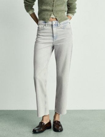 Mango Blanca Straight-Fit Cropped Jeans - Blue - 36