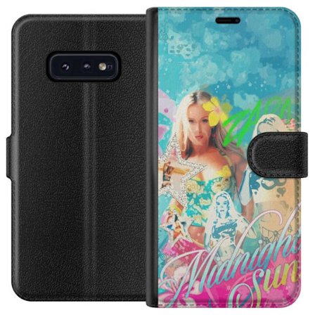 Kompatibel Tegnebogsetui til Samsung Galaxy S10e Eventyrverden med Steve, Creeper og dyr i farverig blokgrafik