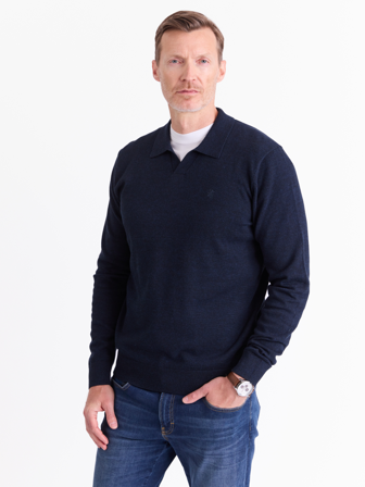 MATCH - Brage polo genser - Redford - Str. L - Herre - Gensere & Cardigans - Blå - 100% bomull