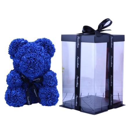 Rosebjørn Kunstig Blomst Skum Evigt Liv Til Valentinsdag Gaver Hjemmeindretning 25/40cm Med Gaveæske Teddy (FMY) blue