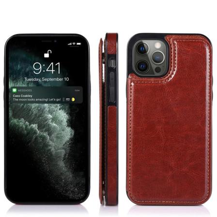 Stilsäkert Skal med Korthållare - iPhone 13 Pro Max Brun