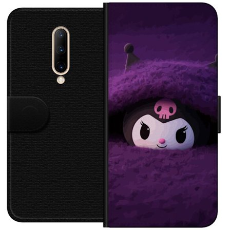 Kompatibelt Lommeboketui til OnePlus 7 Pro Kuromi i et lilla fluffete miljø med en mystisk kawaii-design.