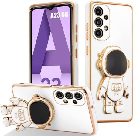 Beskyttelsescover - BOOLING - til Samsung Galaxy A23 5G - Stødabsorberende TPU - Astronautstøtte - Hvid