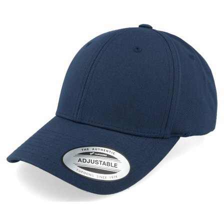 Yupoong - Blå adjustable Keps - Curved Navy Adjustable @ Hatstore