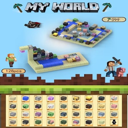 Minecraft byggklossar, inklusive 128 sexsidiga magnetiska leksaker och 4 figurer, Loot Shop-xindaren