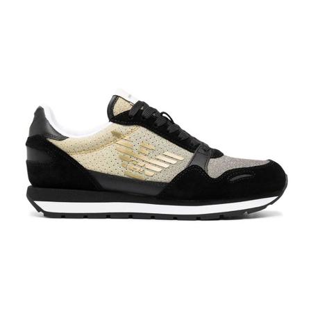 Emporio Armani Side Logo-Print Sneakers Sort, Dame, Størrelse: 36 EU
