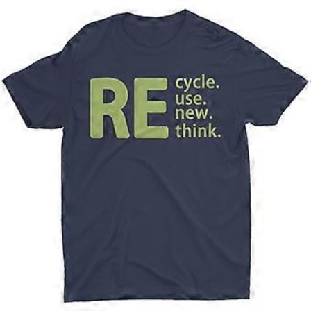 Genbrug Genanvend Forny Gentænk Krise Miljøaktivisme Retro Herre T-Shirt S-XXXL (S Navy blå)