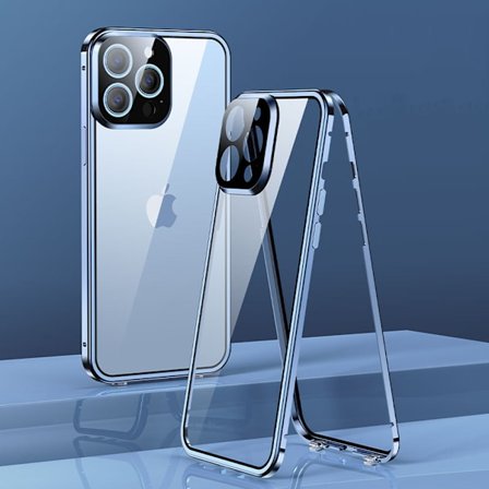 1 Pak Etui til iPhone 13 Pro Max, 360 Graders For- og Bagside Hærdet Glas Etui, All-inclusive Metal Telefon Etui til iPhone 13 Pro Max Stødsikkert 