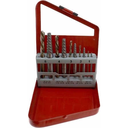 10PCS HSS Skruvutdragningssats Kobolt Vänstergängad Borr Bits Bruten Bultutdragare Verktyg med Metallfodral för Borttagning av Brutna Skadade Bultar