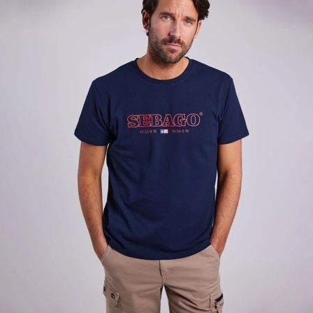 Camiseta Sebago Performance Tee, Navy, hombre, Small