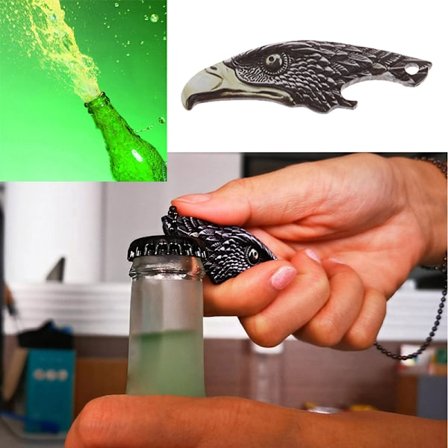 Örnhuvud miniflasköppnare i rostfritt stål