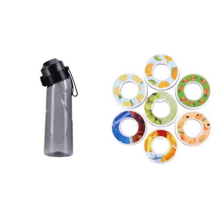 Smaksatt vannflaske med 7 pods Air Water Up Bottle Frost Black 650 ml Air Startup Set Vannkopp for camping sport 0