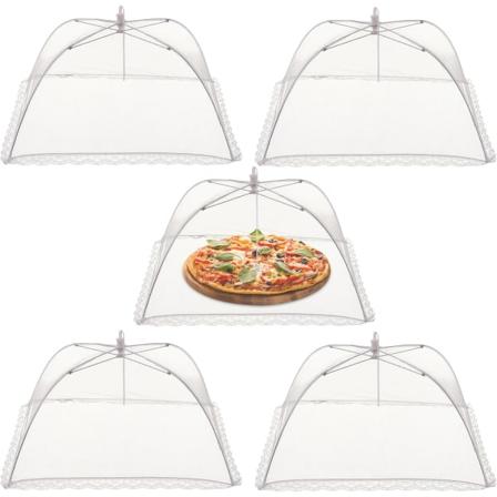 5 Mesh Pop-Up Madpakningsdæksler til Køkken, Picnic, Camping - Insekts- og Fluesikre Fine Mesh-Dæksler, Sammenklappelige Telte, Netmadpakningsdæksler