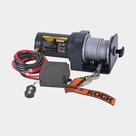 Elektrisk trailervinsj Rock RP2000, 12V, 907 kg + bremse + trådløs kontrol + wire (Ø4 mm x 15 meter)