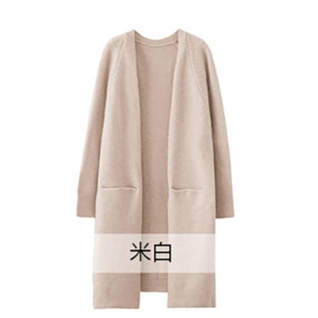 Kvinder Strik Efterår Vinter Sweater Cardigan Mellemlængde Idle Style Baggy Coat Alle matchende Apricot 124*87*60cm