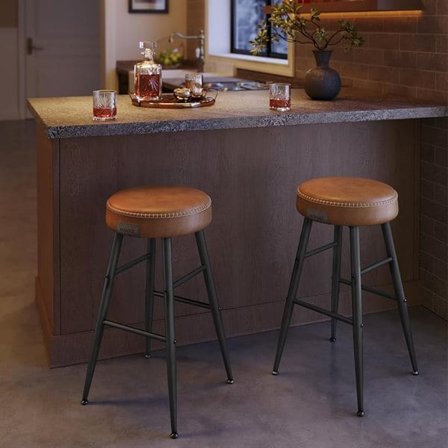 Baarijakkara keinonahkaistuimella 2-pack Ruskea/Musta