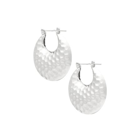 Runda Blanka Hoop Örhängen med Fint Mönster - 3,3 cm - Silver