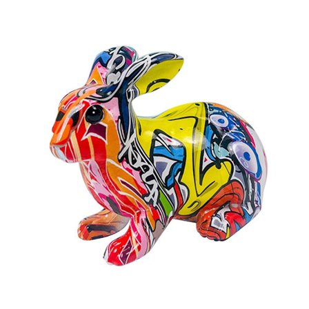 Graffiti Bunny Staty Kanin Hantverk 4-LIGGANDE KANIN