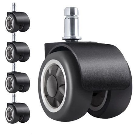 Reservedeler til kontorstoler med gummihjul og bredere dekkdesign for å beskytte gulv 11 mm x 22 mm Standard stamstørrelse Enkel installasjon Sett med