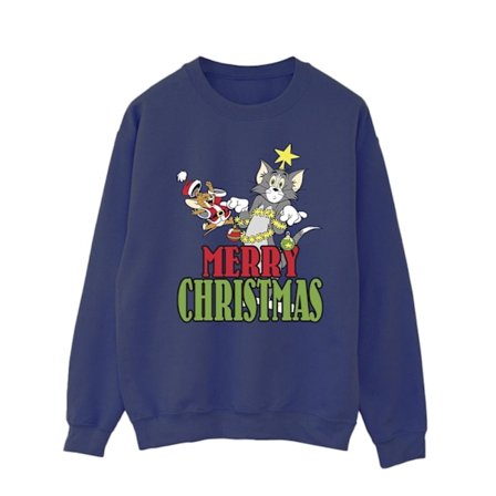 Tom And Jerry Herr Merry Christmas Baubles Sweatshirt XXL Marinblå