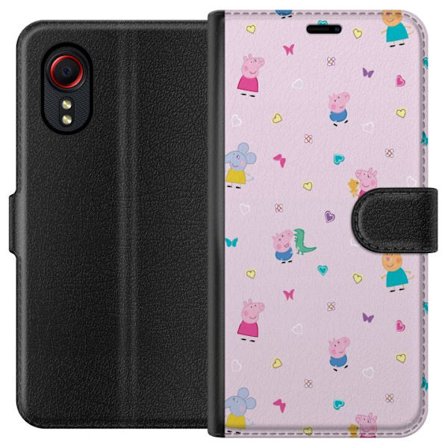 Kompatibelt Lommeboketui til Samsung Galaxy Xcover 5 Mamma Gris med baby kjærlig Peppa Pig illustrasjon i myke farger for barnemotiver