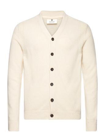 Aksvend Lambswool Cardigan Strikkegenser Cardigan Creme Anerkjendt*Betinget Tilbud