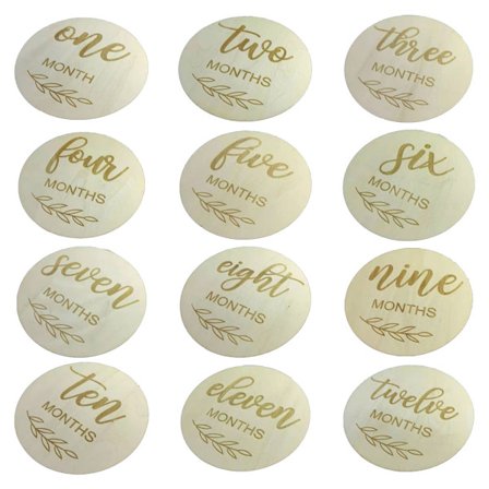 12 st Fotografiska Rekvisita Baby Träkort Nyfödd Månatlig Tillväxt Inspelningskort
