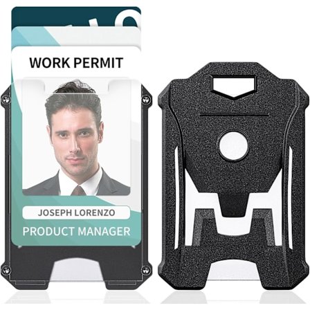 2-pack Kraftig ID-kortshållare Vertikal Hårdplastfodral med Klart Fönster och Tätt Clip Stabil Kortskydd Taktisk ID-kortshållare för Kontor Sc