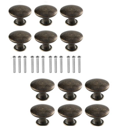 12 stk. Bronsefargede skapdørknotter med skruer, vintage antikke knotter håndtak, møbelskuffknotter for skuff, garderobe, kjøkken, kommode, hjem