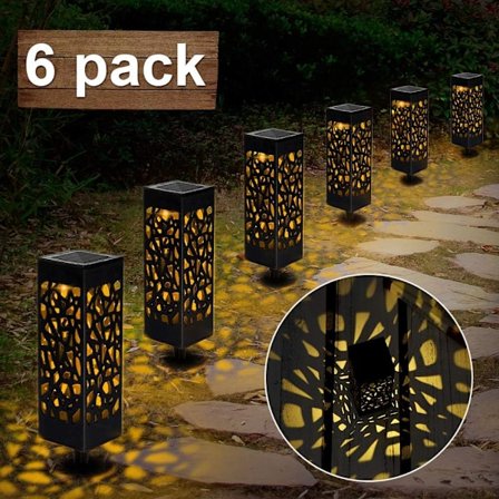 【6 stycken】 Utomhus Solcellslampa Trädgård, Utomhus Trädgård Mark LED IP65 Varmvit Vattentät Dekoration Utomhus Solcellsbelysning för Gångar Gräsmatta