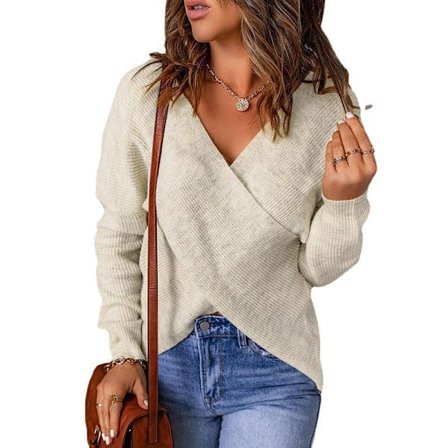 Damen Pullover Aprikos Cross Knit Pullover
