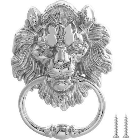 Leijonanpää oven kolkutin, 6 tuuman etuoven kolkutin, leijona oven vedin (hopea)